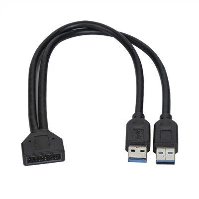 Anakart için Çift USB 3.0 AM'den 19Pin'e Kablo